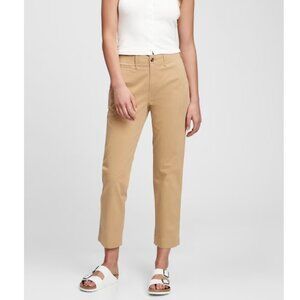 NWT Gap Tan Straight High Rise Khaki Trousers Pants Womens Size 6 Washwell Crop